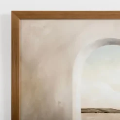 Framed Art-Kirkland's Home Arched Coastal Viewpoint Framed Art Print Tan/Blue