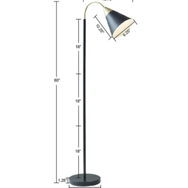 Floor Lamps-Kirkland's Home Arched Cone Shade Floor Lamp Black