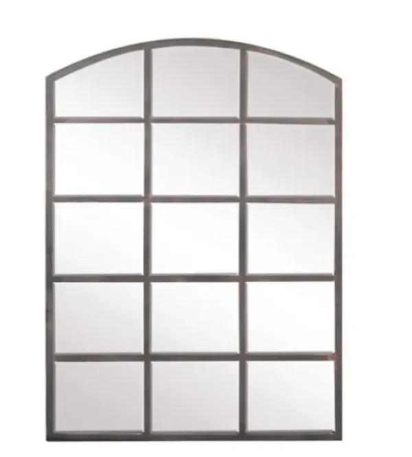 Decorative Mirrors-Kirkland's Home Arched Windowpane Wall Mirror Gray