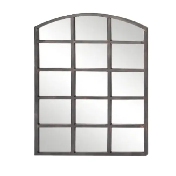 Decorative Mirrors-Kirkland's Home Arched Windowpane Wall Mirror Gray