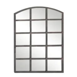 Decorative Mirrors-Kirkland's Home Arched Windowpane Wall Mirror Gray