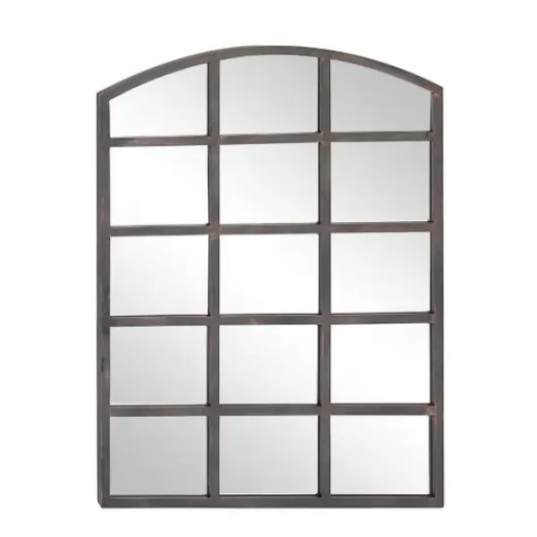 Decorative Mirrors-Kirkland's Home Arched Windowpane Wall Mirror Gray