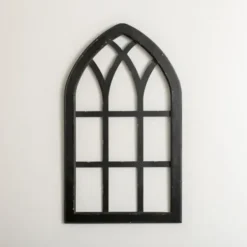 Wall Plaques-Kirkland's Home Arched Windowpane Wall Plaque Black