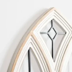 Wall Plaques-Kirkland's Home Arched Wood And Metal Geometric Wall Plaque White/Tan/Black