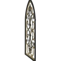 Wall Plaques-Kirkland's Home Arched Wood And Metal Layered Scroll Wall Plaque White/Tan/Black