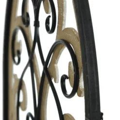 Wall Plaques-Kirkland's Home Arched Wood And Metal Layered Scroll Wall Plaque White/Tan/Black