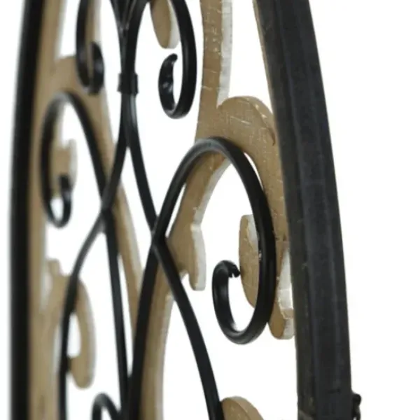Wall Plaques-Kirkland's Home Arched Wood And Metal Layered Scroll Wall Plaque White/Tan/Black
