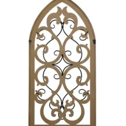 Wall Plaques-Kirkland's Home Arched Wood And Metal Layered Scroll Wall Plaque White/Tan/Black