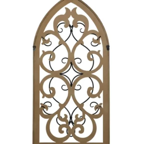 Wall Plaques-Kirkland's Home Arched Wood And Metal Layered Scroll Wall Plaque White/Tan/Black