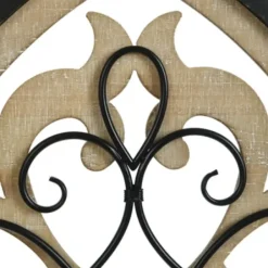 Wall Plaques-Kirkland's Home Arched Wood And Metal Layered Scroll Wall Plaque White/Tan/Black
