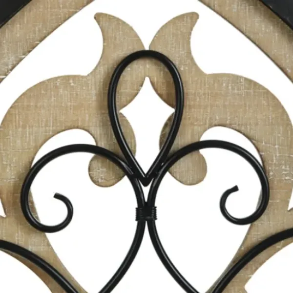 Wall Plaques-Kirkland's Home Arched Wood And Metal Layered Scroll Wall Plaque White/Tan/Black