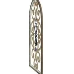 Wall Plaques-Kirkland's Home Arched Wood And Metal Scroll Wall Plaque White/Tan/Black