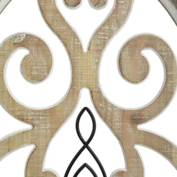 Wall Plaques-Kirkland's Home Arched Wood And Metal Scroll Wall Plaque White/Tan/Black