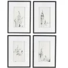 Framed Art-Kirkland's Home Architectural Drawings Framed Art Prints, Set Of 4 White/Black