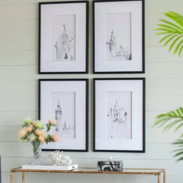 Framed Art-Kirkland's Home Architectural Drawings Framed Art Prints, Set Of 4 White/Black