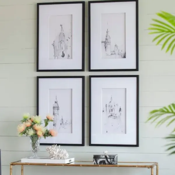 Framed Art-Kirkland's Home Architectural Drawings Framed Art Prints, Set Of 4 White/Black