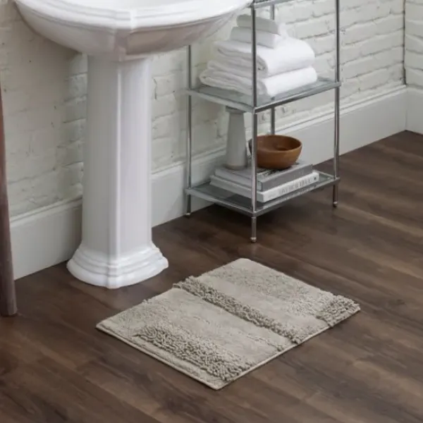 Bathroom Rugs-Kirkland's Home Arctic Asymmetrical Cotton Bath Mat, 60 In. White
