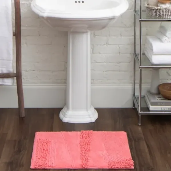 Bathroom Rugs-Kirkland's Home Arctic Asymmetrical Cotton Bath Mat, 24 In. White