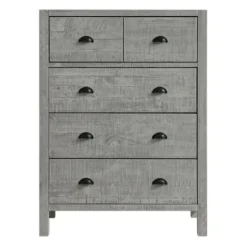Dressers & Chests-Kirkland's Home Arden Wood 5-Drawer Chest Gray