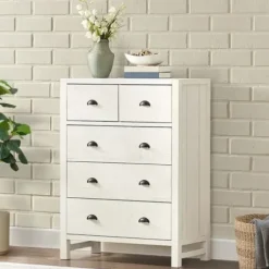 Dressers & Chests-Kirkland's Home Arden Wood 5-Drawer Chest White