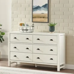 Dressers & Chests-Kirkland's Home Arden Wood 6-Drawer Dresser White