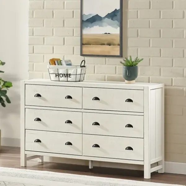 Dressers & Chests-Kirkland's Home Arden Wood 6-Drawer Dresser White