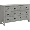 Dressers & Chests-Kirkland's Home Arden Wood 6-Drawer Dresser Gray