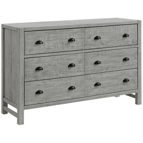 Dressers & Chests-Kirkland's Home Arden Wood 6-Drawer Dresser Gray
