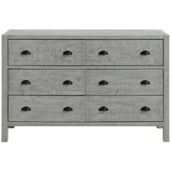 Dressers & Chests-Kirkland's Home Arden Wood 6-Drawer Dresser Gray