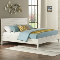 Beds & Headboards-Kirkland's Home Arden Wood Panel King Bed White