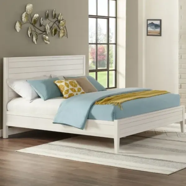 Beds & Headboards-Kirkland's Home Arden Wood Panel King Bed White