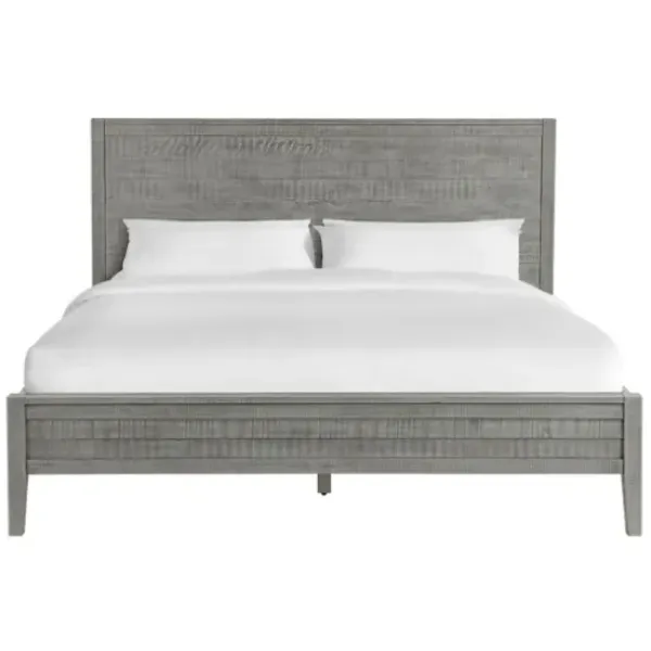 Beds & Headboards-Kirkland's Home Arden Wood Panel King Bed Gray