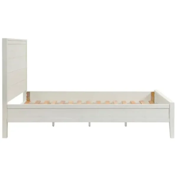 Beds & Headboards-Kirkland's Home Arden Wood Panel Queen Bed White