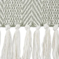 Blankets & Throws-Kirkland's Home Artichoke Herringbone Fringe Throw Green