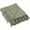 Blankets & Throws-Kirkland's Home Artichoke Plaid Fringed Throw Green