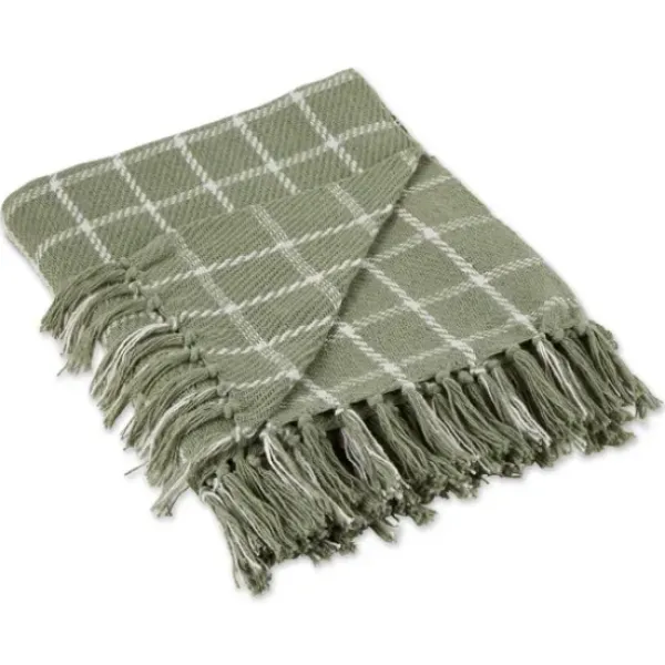 Blankets & Throws-Kirkland's Home Artichoke Plaid Fringed Throw Green