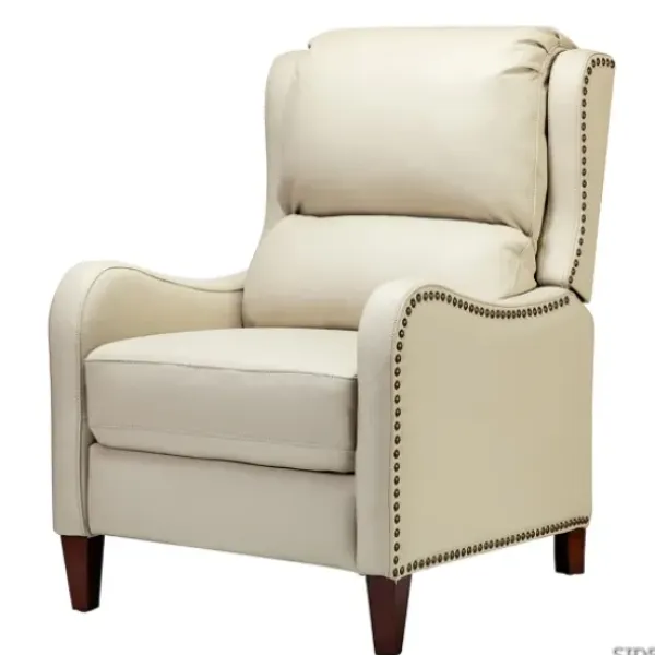 Accent Chairs-Kirkland's Home Arturo Leather Wingback Recliner Ivory