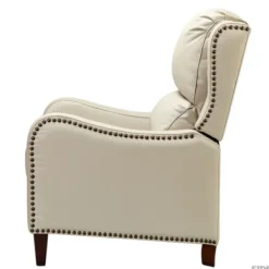 Accent Chairs-Kirkland's Home Arturo Leather Wingback Recliner Ivory