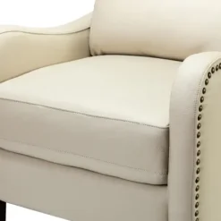 Accent Chairs-Kirkland's Home Arturo Leather Wingback Recliner Ivory