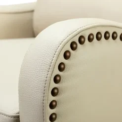 Accent Chairs-Kirkland's Home Arturo Leather Wingback Recliner Ivory