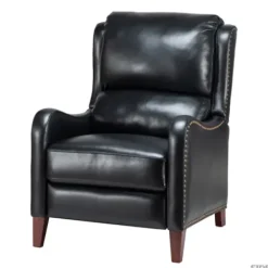 Accent Chairs-Kirkland's Home Arturo Leather Wingback Recliner Black