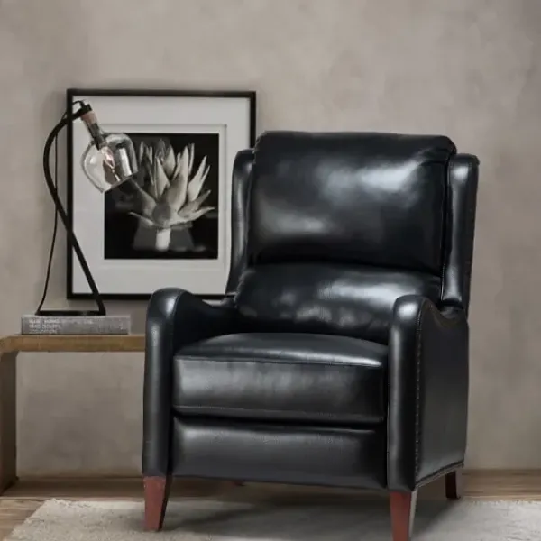 Accent Chairs-Kirkland's Home Arturo Leather Wingback Recliner Black