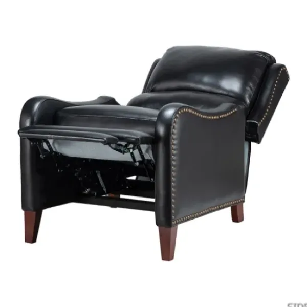 Accent Chairs-Kirkland's Home Arturo Leather Wingback Recliner Black