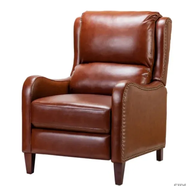 Accent Chairs-Kirkland's Home Arturo Leather Wingback Recliner Brown