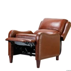 Accent Chairs-Kirkland's Home Arturo Leather Wingback Recliner Brown