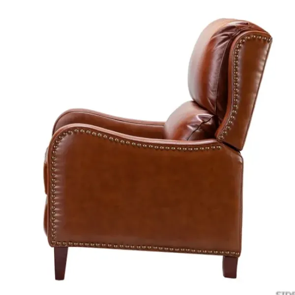Accent Chairs-Kirkland's Home Arturo Leather Wingback Recliner Brown