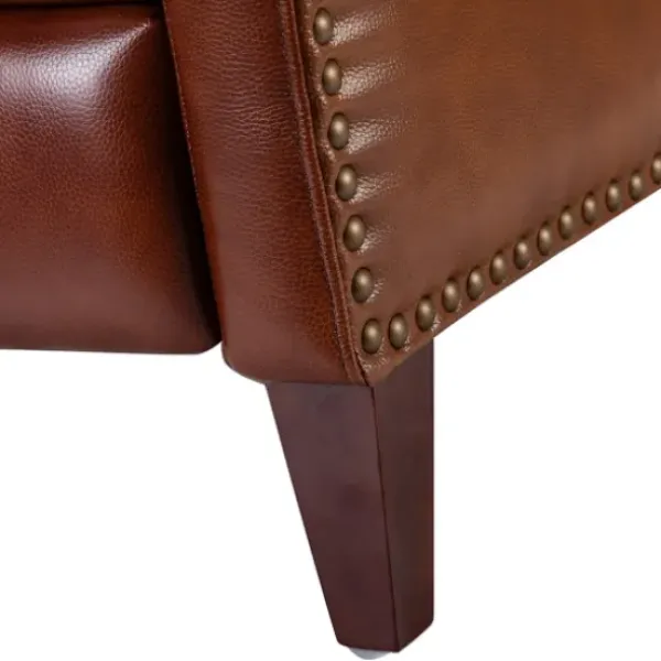 Accent Chairs-Kirkland's Home Arturo Leather Wingback Recliner Brown