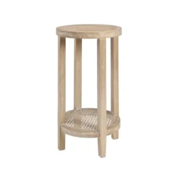 Accent & End Tables-Kirkland's Home Ash Rat Round Martha Stewart Accent Table Tan