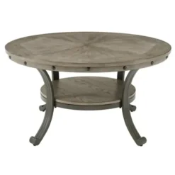 Coffee Tables-Kirkland's Home Ash Round Nailhead Coffee Table Gray