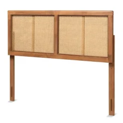Beds & Headboards-Kirkland's Home Ash Walnut Wood Rattan Frame King Headboard